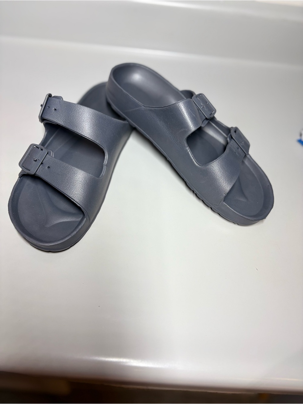 Men's Grey Dual-Strap Slip-On Sandals